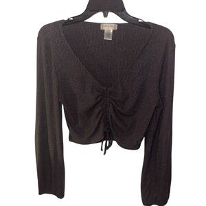 Altard State Black Ruched V-Neck top size medium